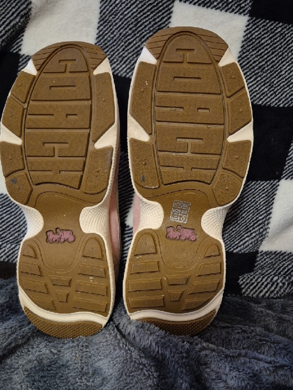 Coach Pink and Tan Logo Panel Sneakers - Picture 3 of 9
